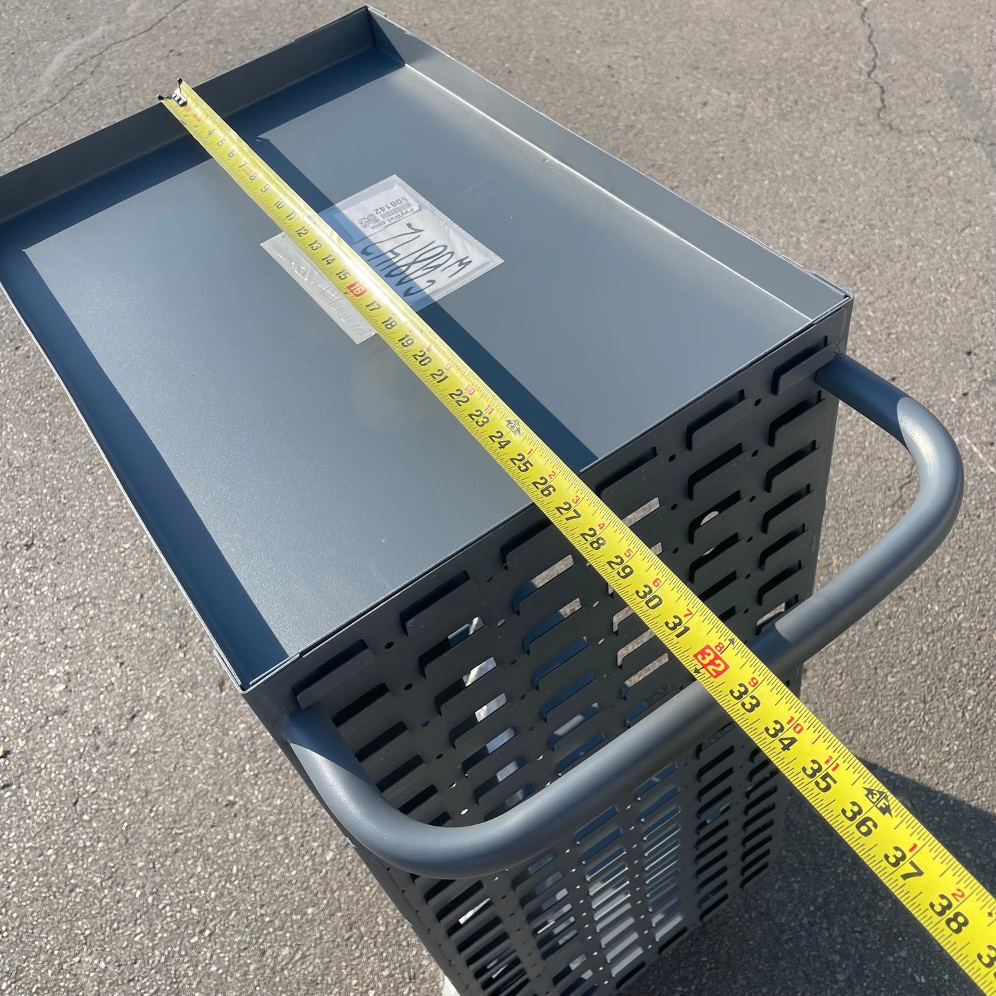 DURHAM 8-Rod Mobile Wire Spool Rack Cart with 2 Sides of Louvered Panels 32"x18"x46.5" Grey MWSR8-LP-95