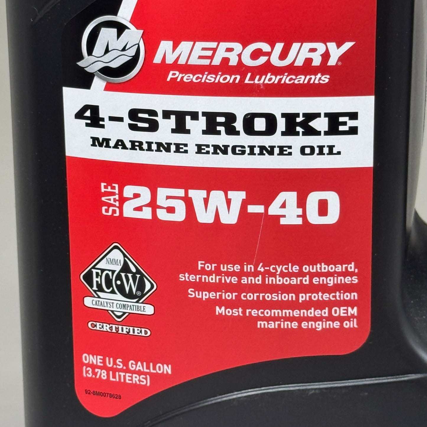 MERCURY 4-Stroke Marine Engine Oil SAE 25W-40 Use in 4 Cycle Outboard 8M0078628