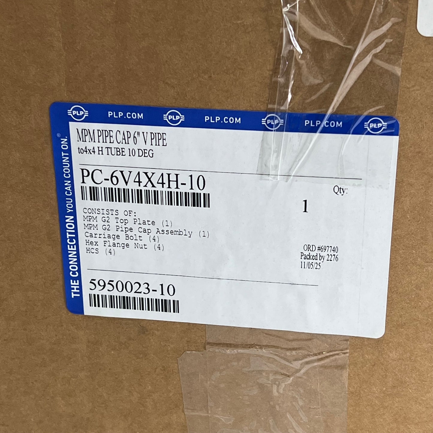 PLP Multi-pole Mount (mpm-g2) Pipe Cap Kit 6" - 4"x4" Tube Fit PC-6V4X4H-10 013
