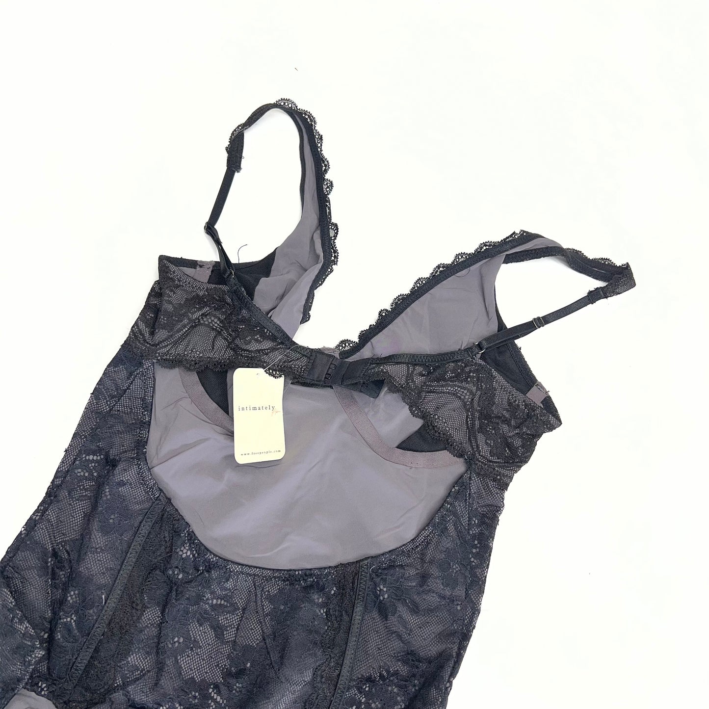 FREE PEOPLE Say You Love Me Bodysuit Lined Lace Women's Sz S Black 103499950