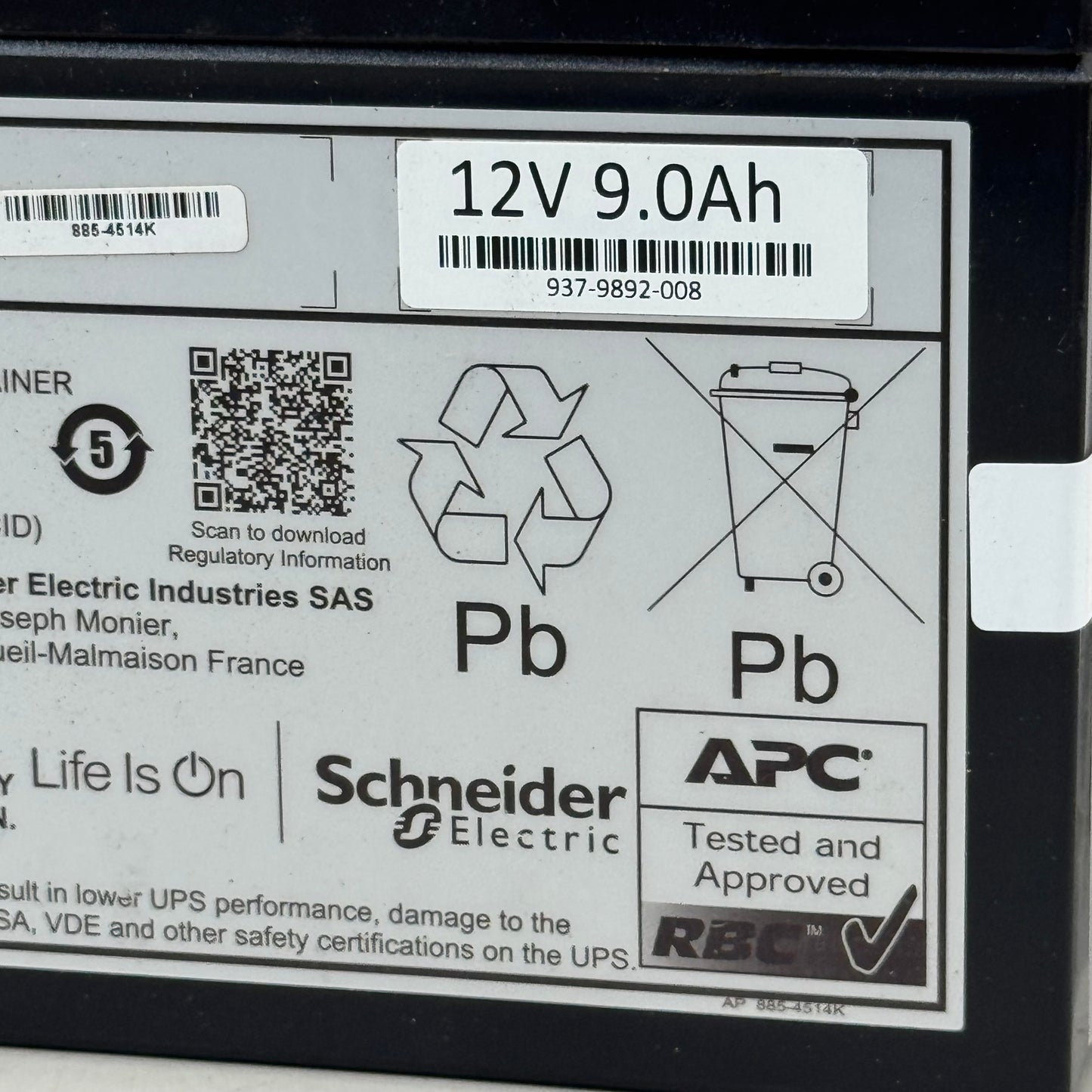 APC  Apc Replacement Battery for Back‑ups Models Be650g1, Be850g2, Bx850m, Br700g, Bvk950m2, Bvn950m2, Genuine Battery Model Rbc17 RBC17