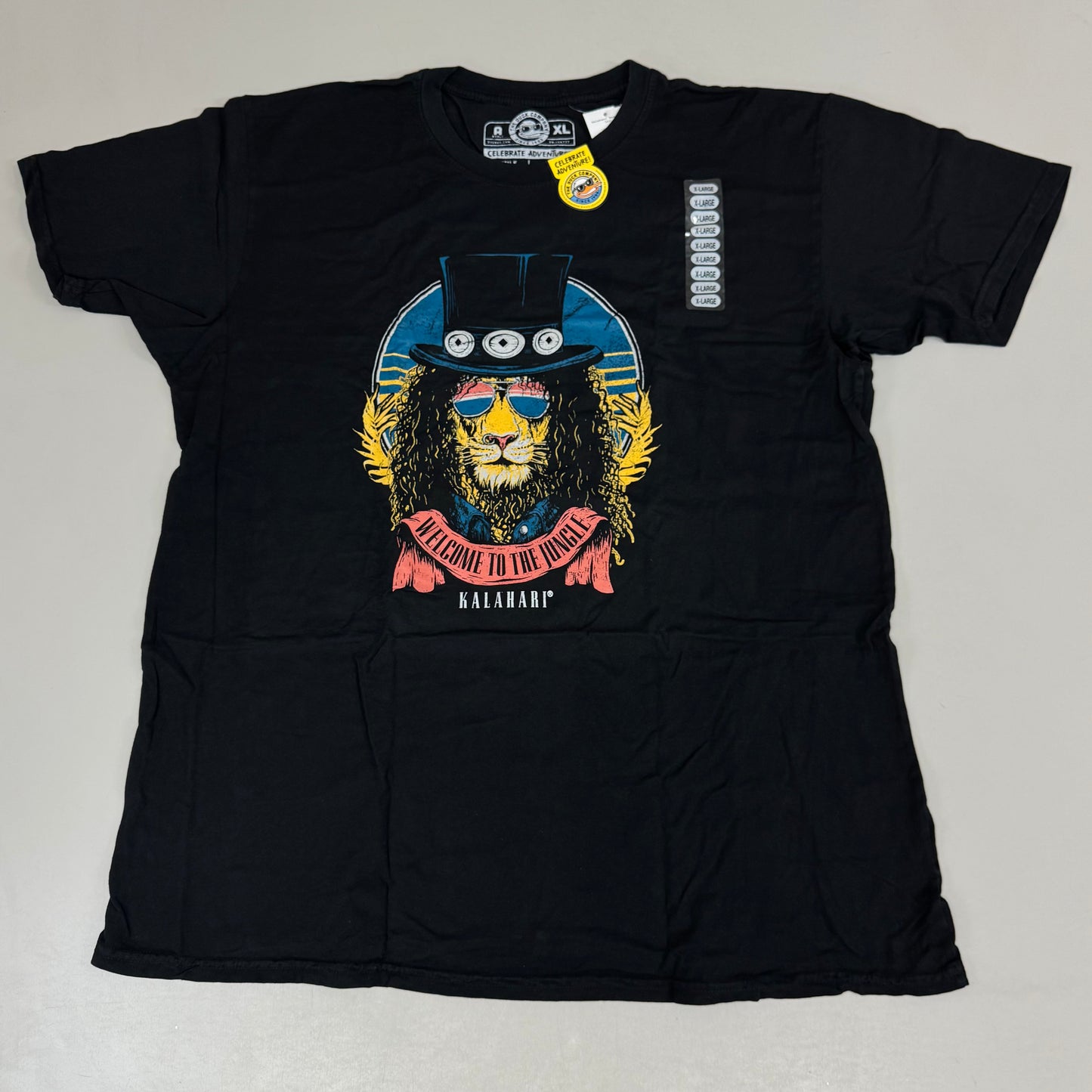 THE DUCK COMPANY Welcome To The Jungle Kalahari T-Shirt Adult X-Large Black,Blue,Yellow