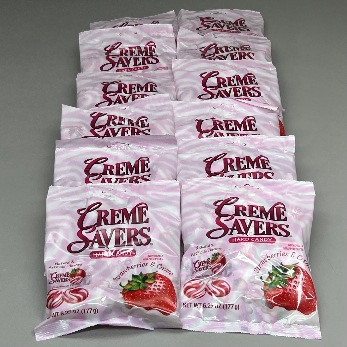 ZA@ ICONIC CANDY (12 PACK) Hard Candy Savers Strawberries & Creme 6.25 oz BB 03/28 (New Other, Distressed Box)