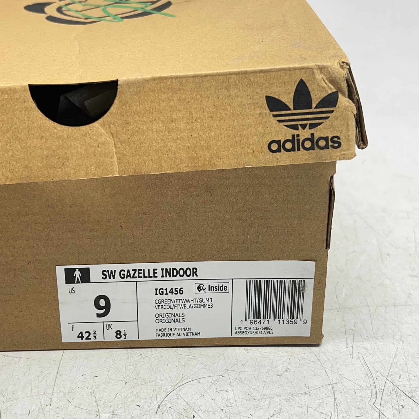 ADIDAS Originals Gazelle Indoor Sneakers W/ Bag Men's Sz 9 Dark Green IG1456