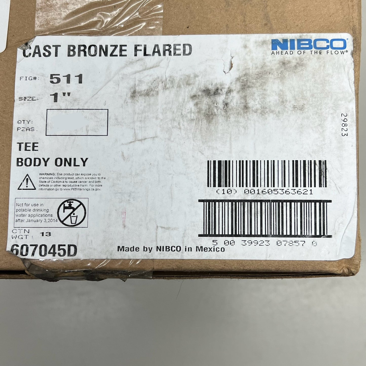 NIBCO (5 PACK) Flared Bronze Cast Tee Body Only 1" 511 607045D