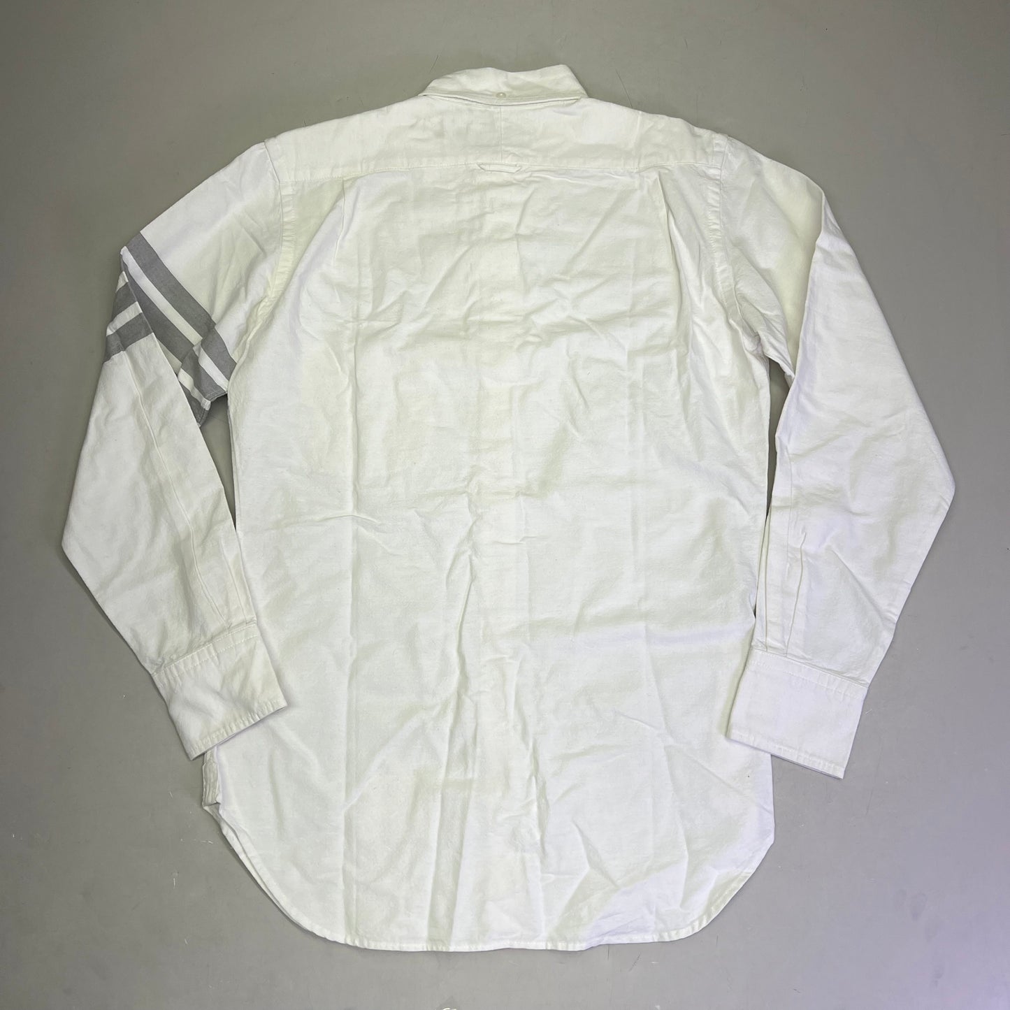 THOM BROWNE 4-Bar Stripe Curved Hem Button Up Shirt Mens Sz 2 White (Pre-Owned)
