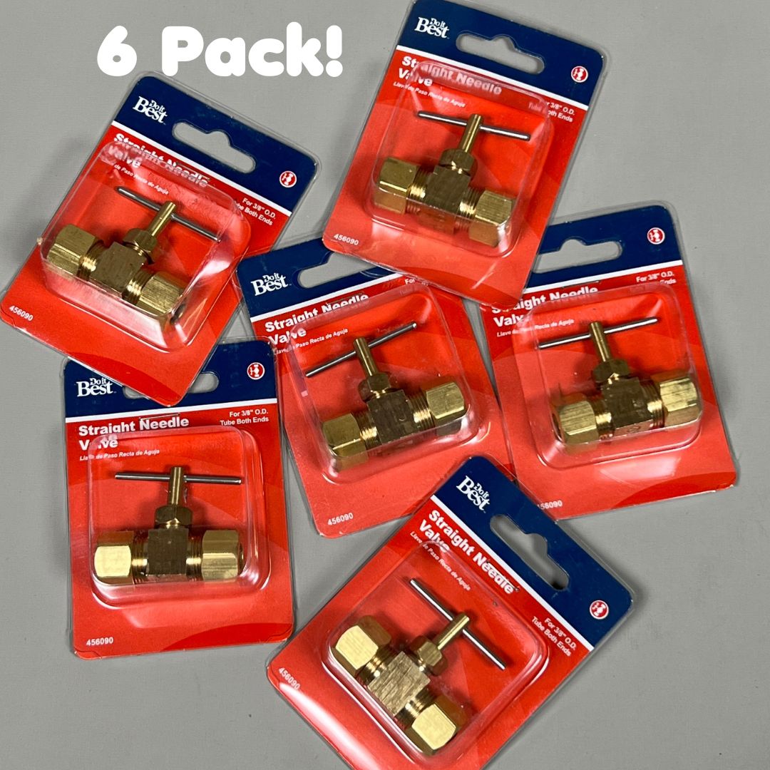 DO IT BEST 6-PACK of Tube Brass Straight Needle Valve 3/8 In. Tube x 3/8 In. Tube (New)