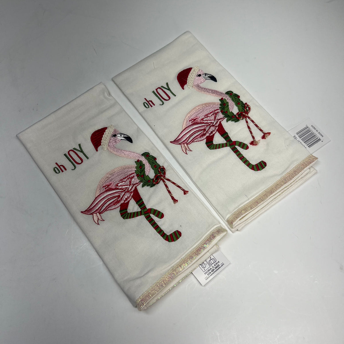 OAKSTREET (2 PACK) Holiday Flamingo Dish Towel Decoration  25"x18" OSW237169