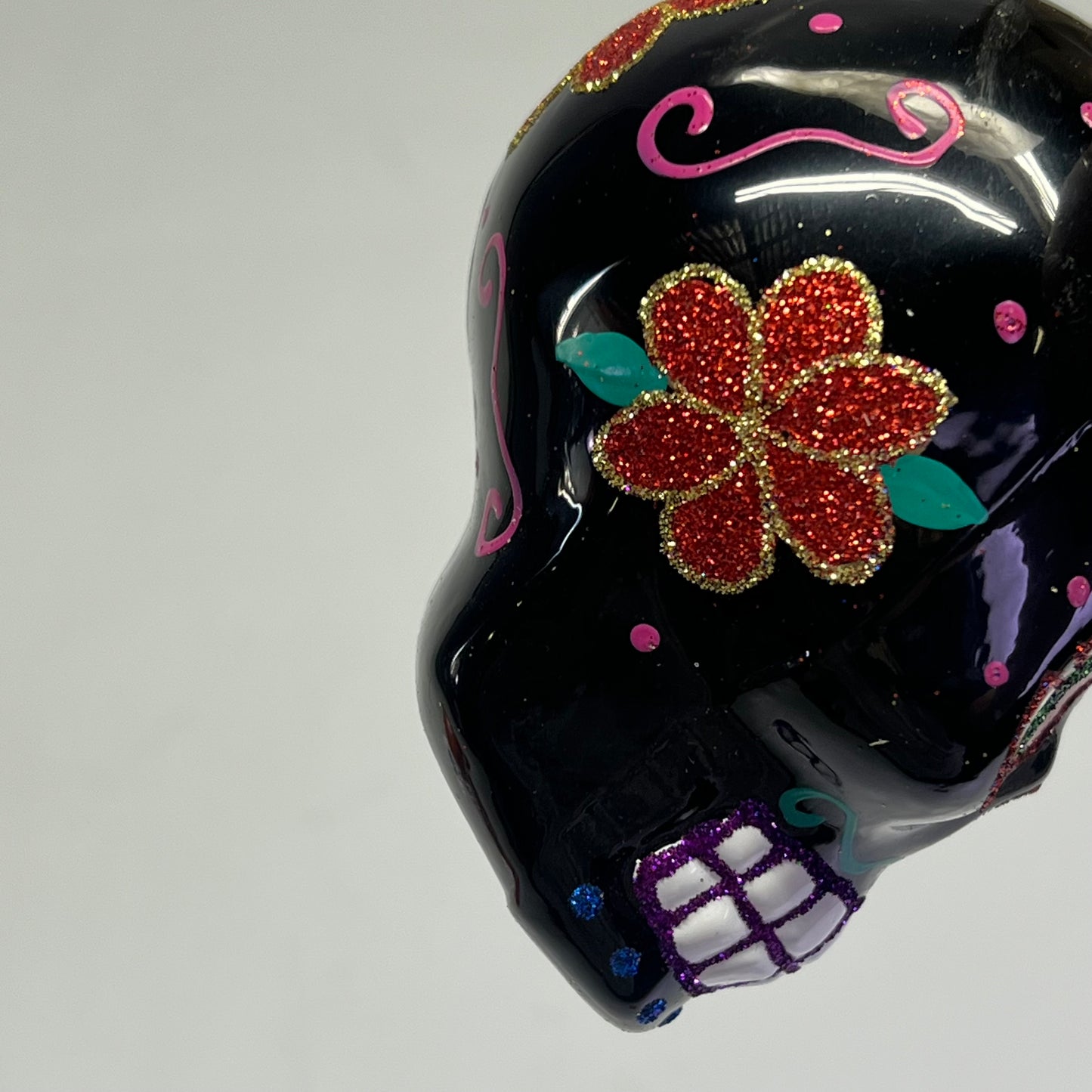 KURT S ADLER (3 PACK) Noble Gems Glass Sugar Skull Ornaments  3.5" Multicolor