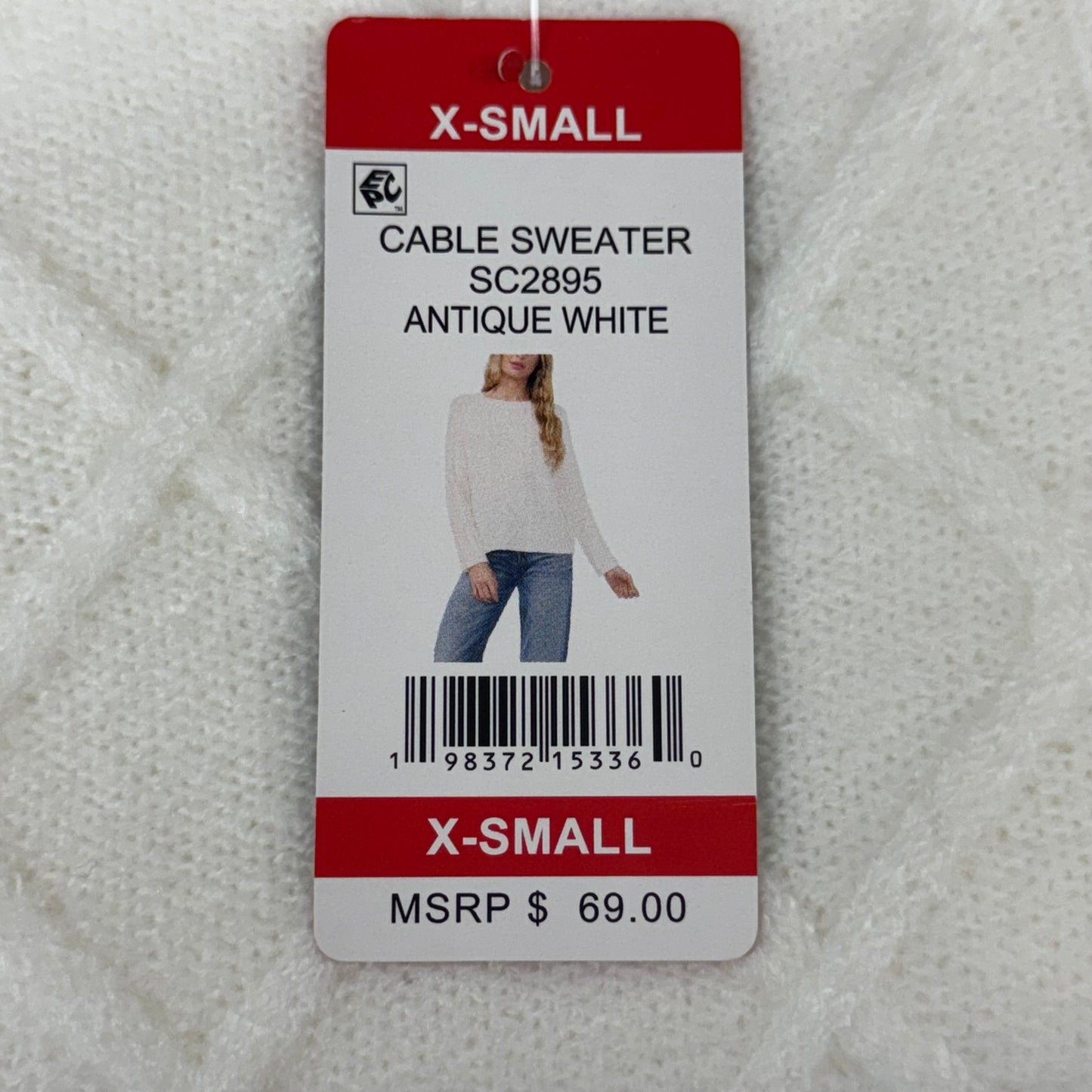 VINCE CAMUTO Cable Knit Sweater Women's Sz-XS Antique White SC2895