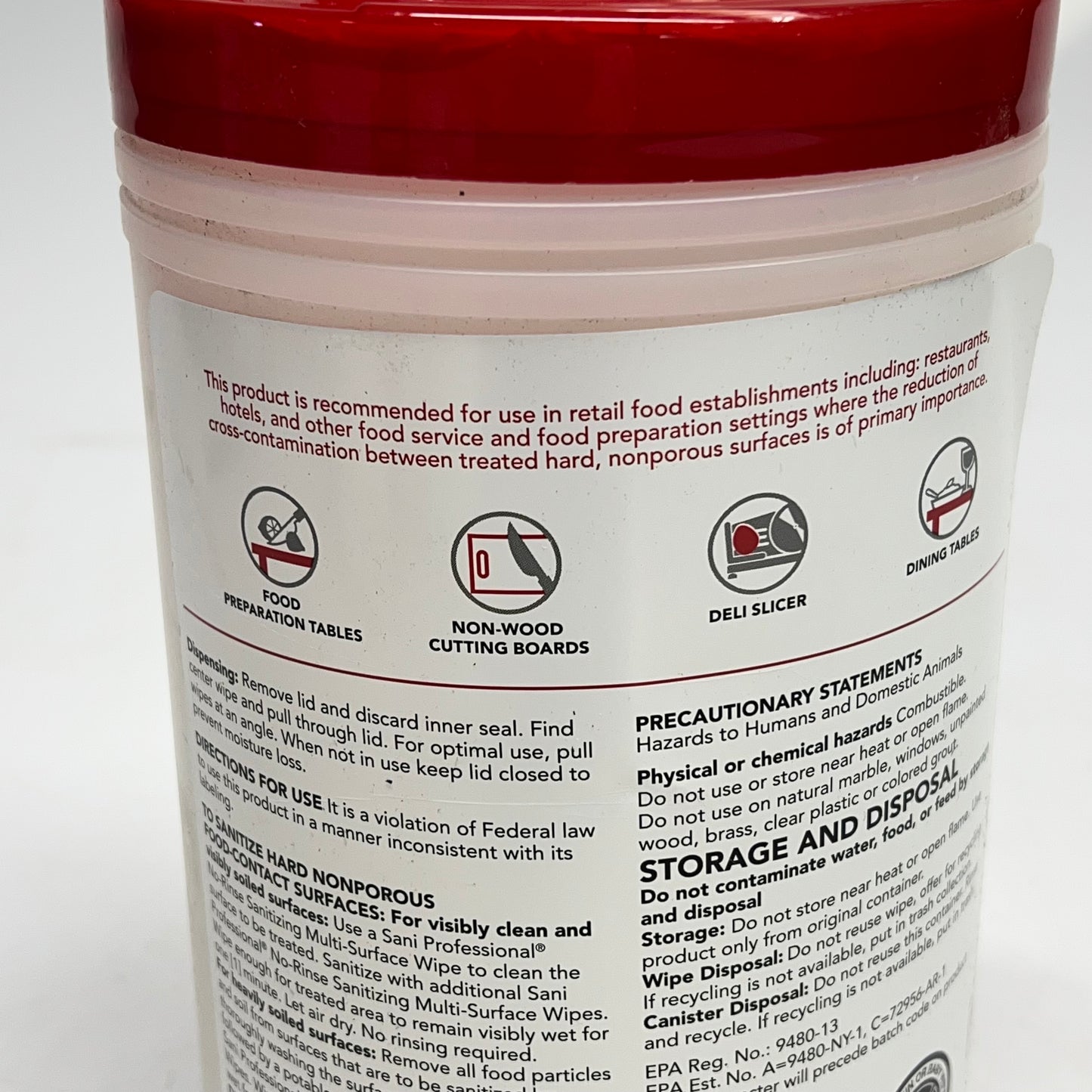 ZA@ SANI PROFESSIONAL (6 PACK, 175 EACH) No-Rinse Sanitizing Multi Surface Wipes 7.75" X 5"  White (Distressed Packaging)