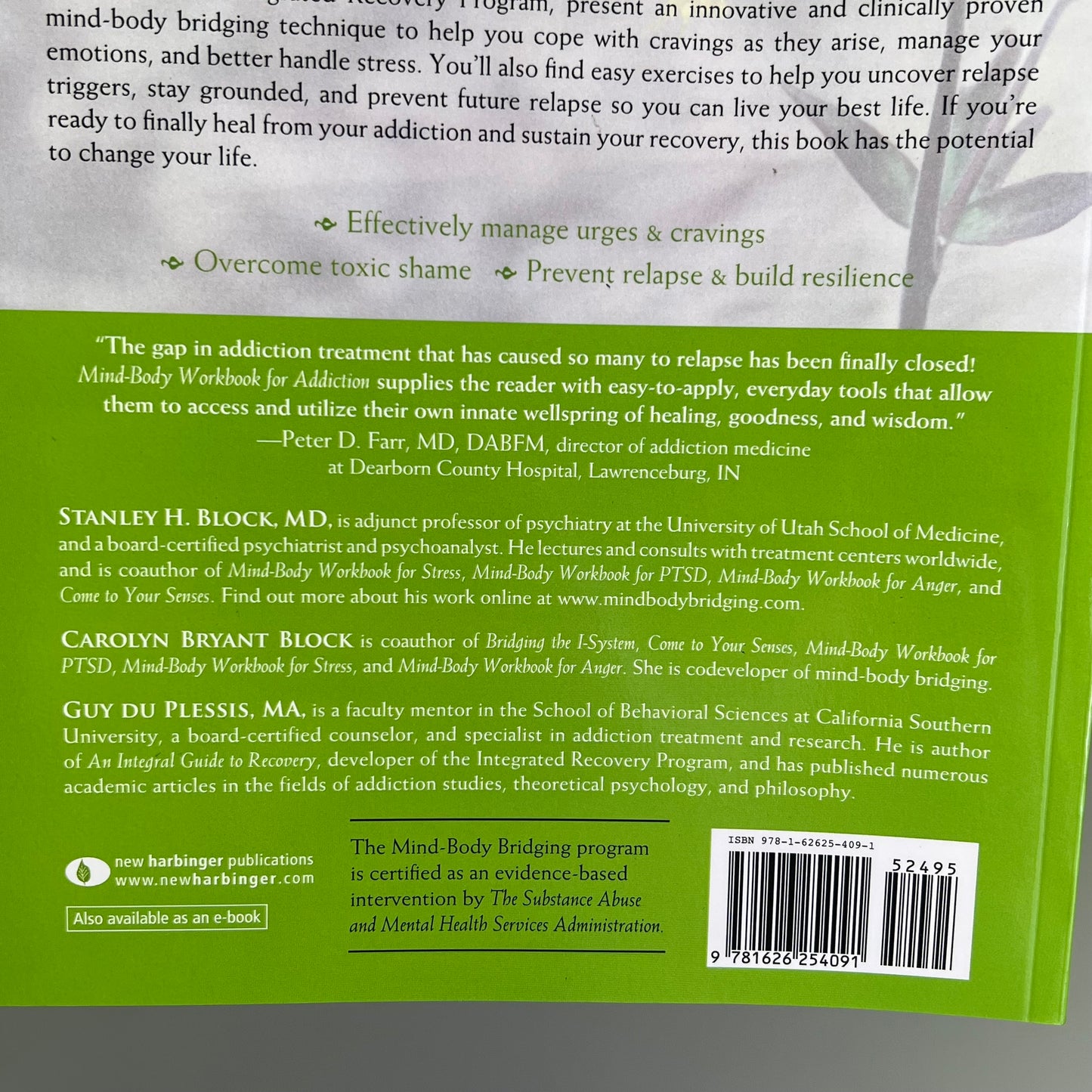 MIND-BODY WORKBOOK FOR ADDICTION Effective Tools Substance Abuse Recovery Book