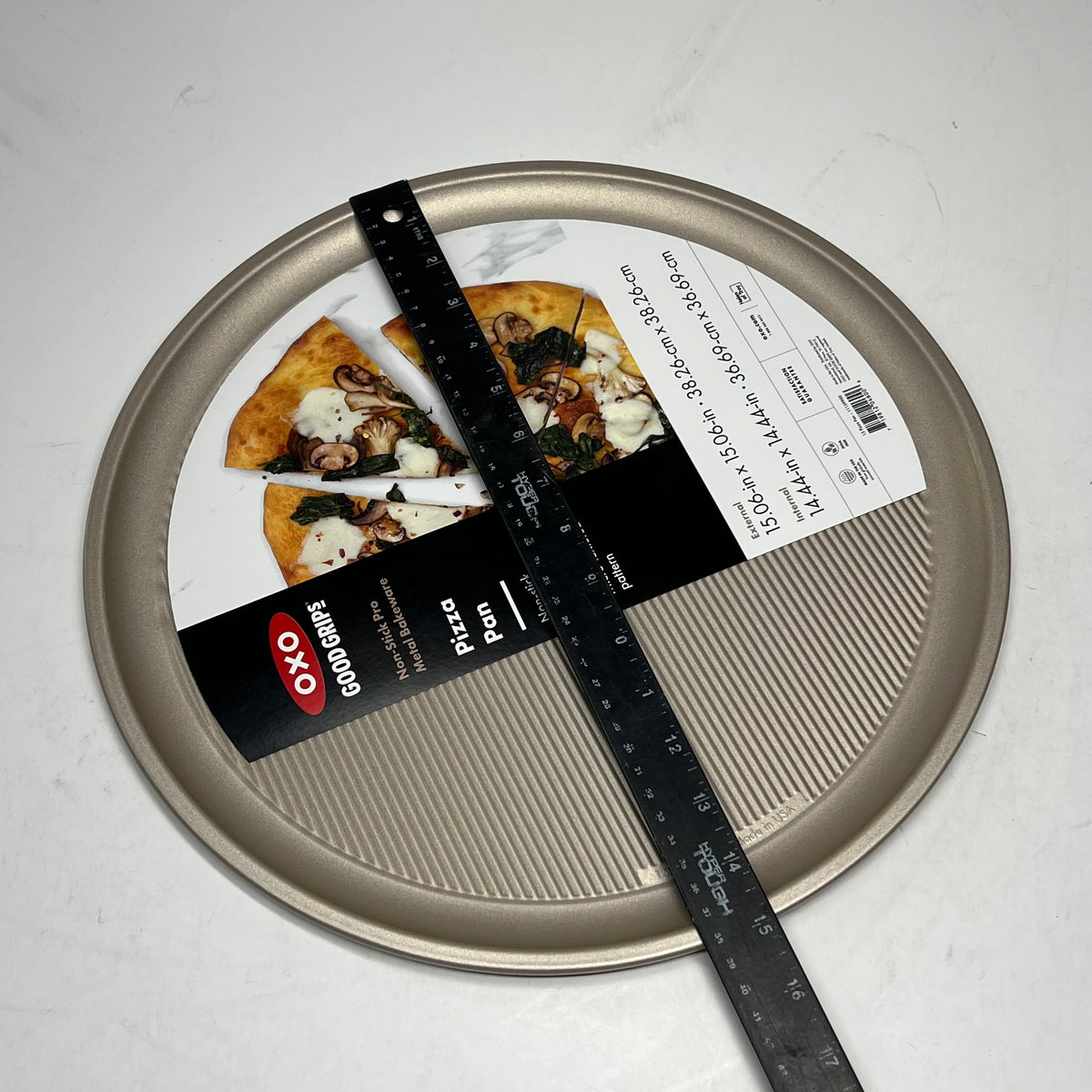 OXO Non-stick Pro Pizza Pan Heavy Gauge Aluminized Steel 15" Metallic Taupe