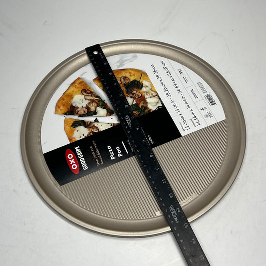 OXO Non-stick Pro Pizza Pan Heavy Gauge Aluminized Steel 15" Metallic Taupe