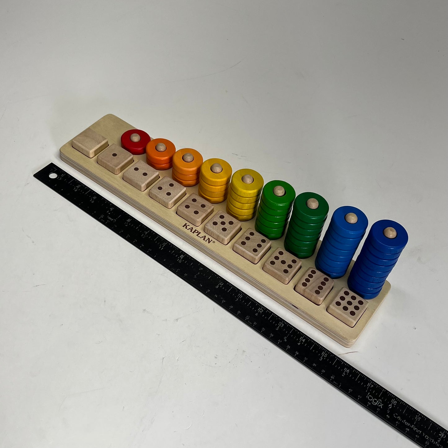 KAPLAN Natural Stack & Sort Wooden Board Colorful Counting Rainbow 33141
