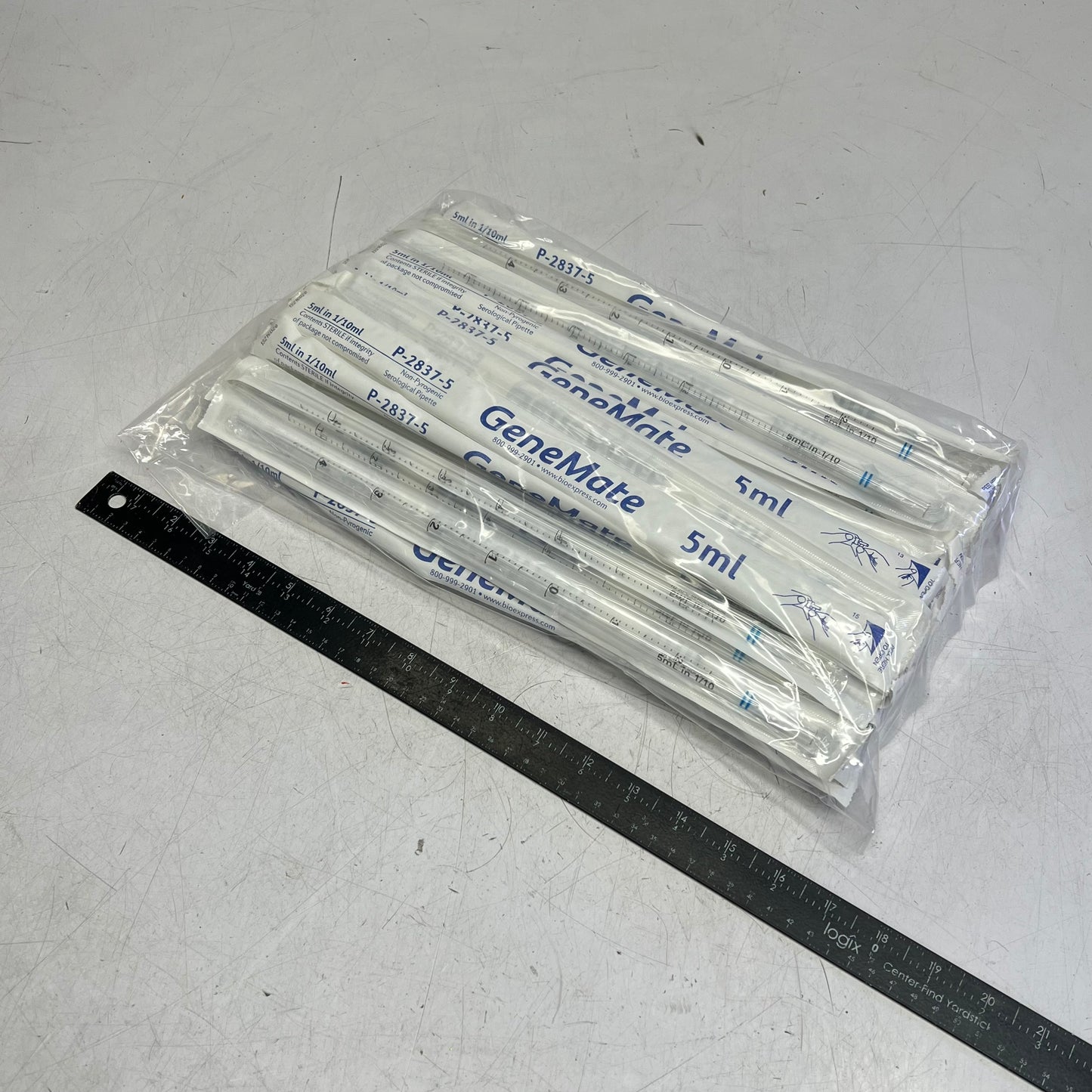 GENE MATE (50 PACK) Serological Pipettes Individually Wrapped 5ml Clear P-28375