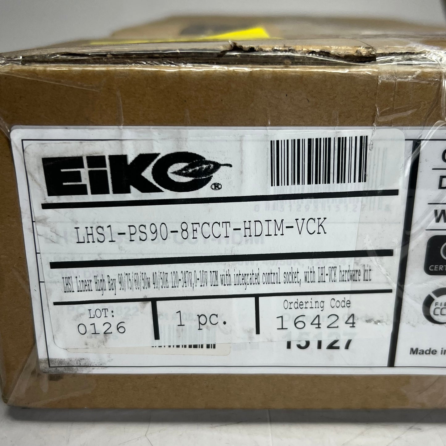 EIKO 90 Watt Linear High Bay LED Light 26.6" x 11.8" x 4.1" White LHS1-PS90-8FCCT-HDIM-VCK