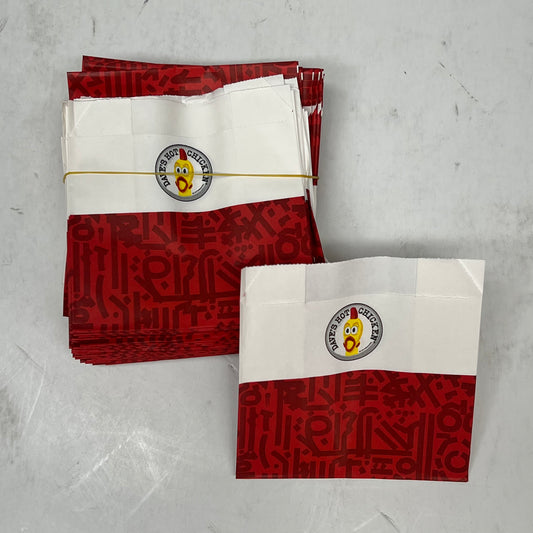 ZA@ DAVE'S HOT CHICKEN  (1000 PACK) Slider Bags for Foodservice Red/White