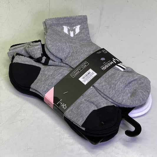 MESSI COLLECTION (6 PAIR) Socks Cushioned Quarters Men's Sz 6-12, Black & White