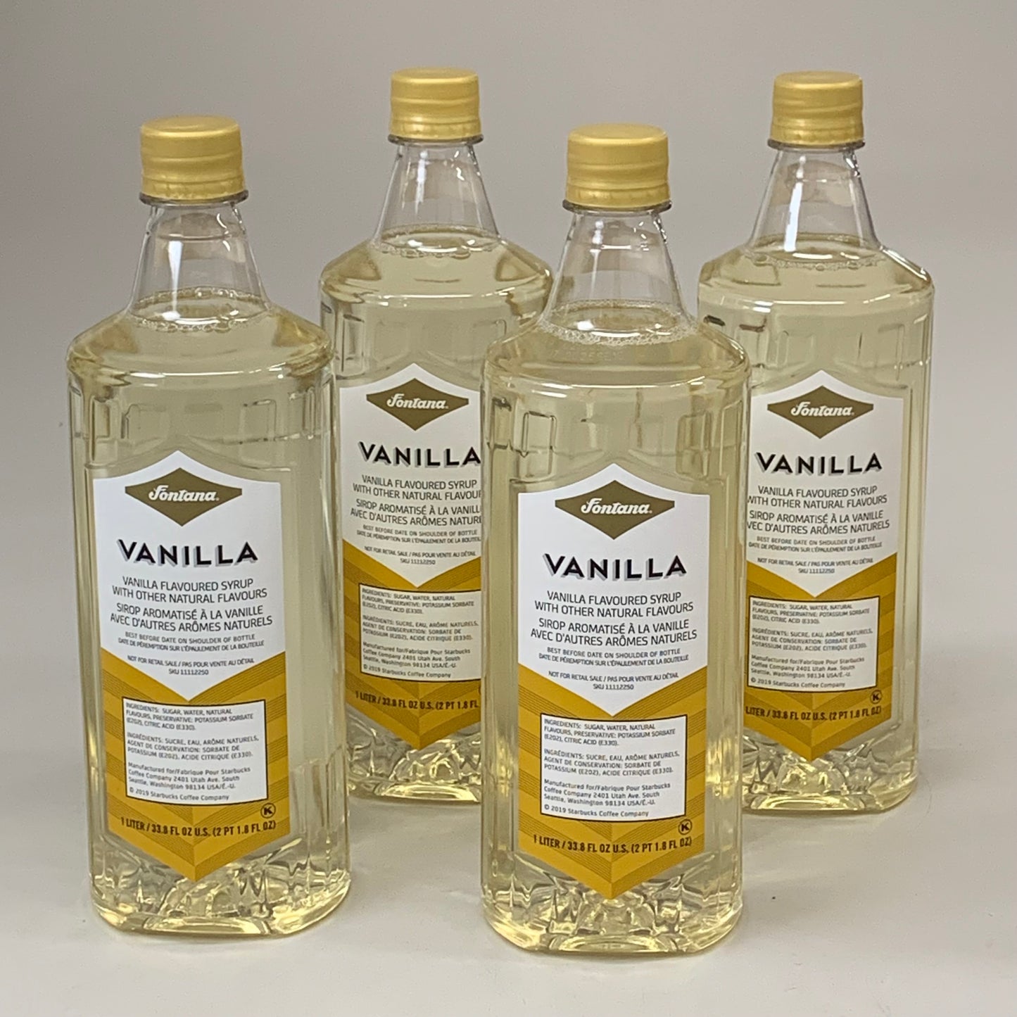 STARBUCKS (4 PACK!) Fontana Vanilla Flavored Syrup 33.8 fl oz/bottle BB: 09/2025