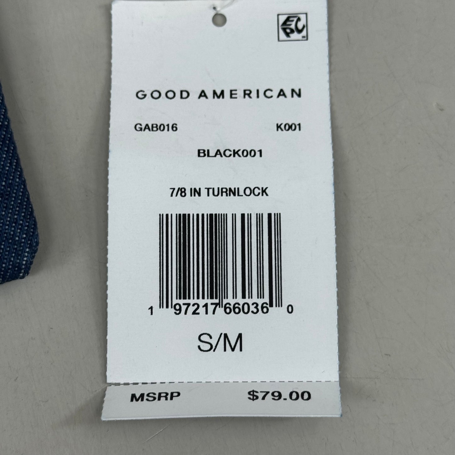 GOOD AMERICAN Slim TurnLock Belt W/ DustBag 7/8"  Black001 GAB016