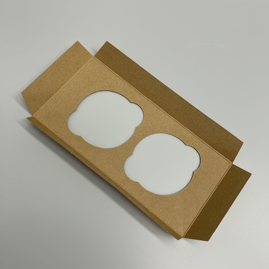 Cardboard Cupcake Bakery Box Insert  8"x4"- 3-3/4" Holes Pink/Polka Dot SC2INB-P