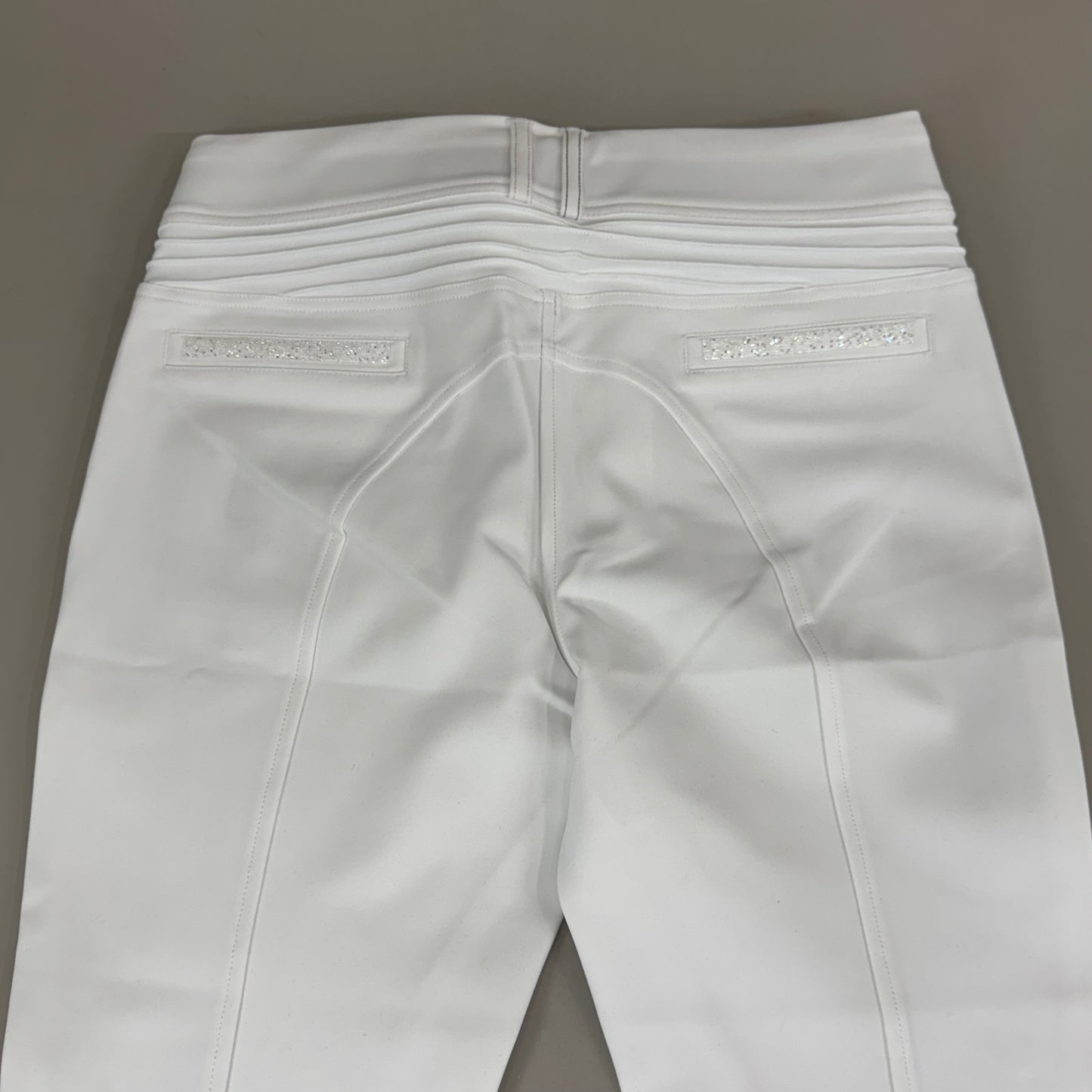 SAMSHIELD Clara Premium Knee Grip Equestrian Pants Women's Sz US 26 White Blazon
