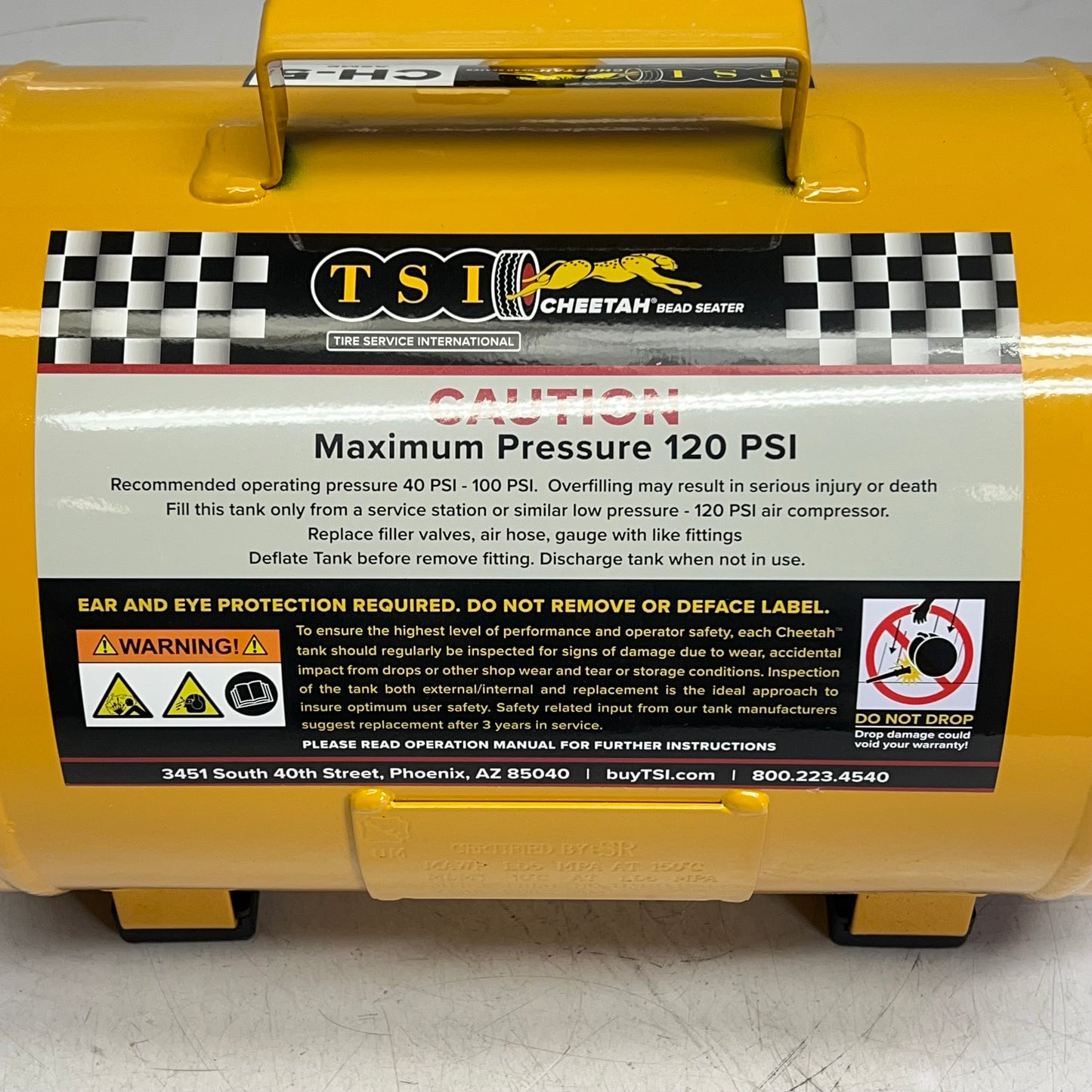 TSI Cheetah Bead Seater Steel 5 Gal ASME Certified 1-1/2″ tank Opening CH-5
