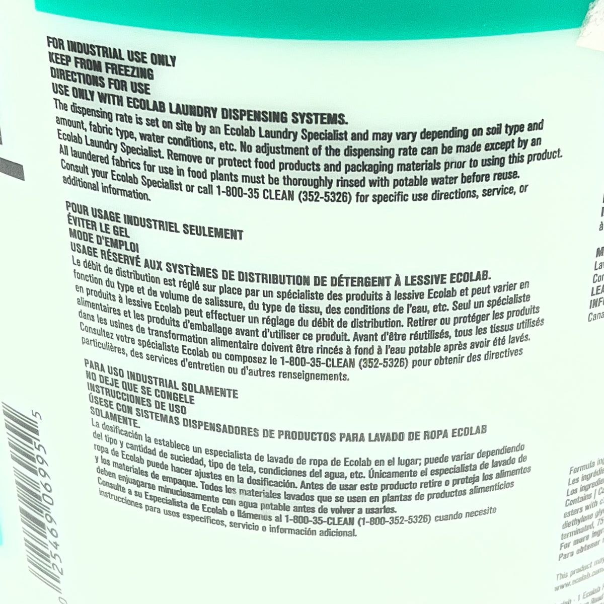 ECOLAB Liquid Laundry Premium Softener Anti-static 5 Gal Bucket Green 6102172