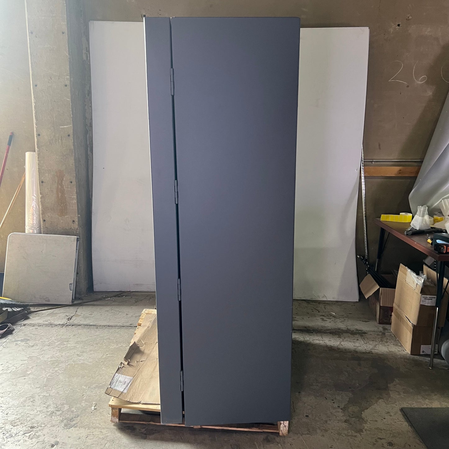 DURHAM MFG Steel Garage Cabinet w/ Blue Bins 72"H x 25"T x 48"W (Minor Damage)