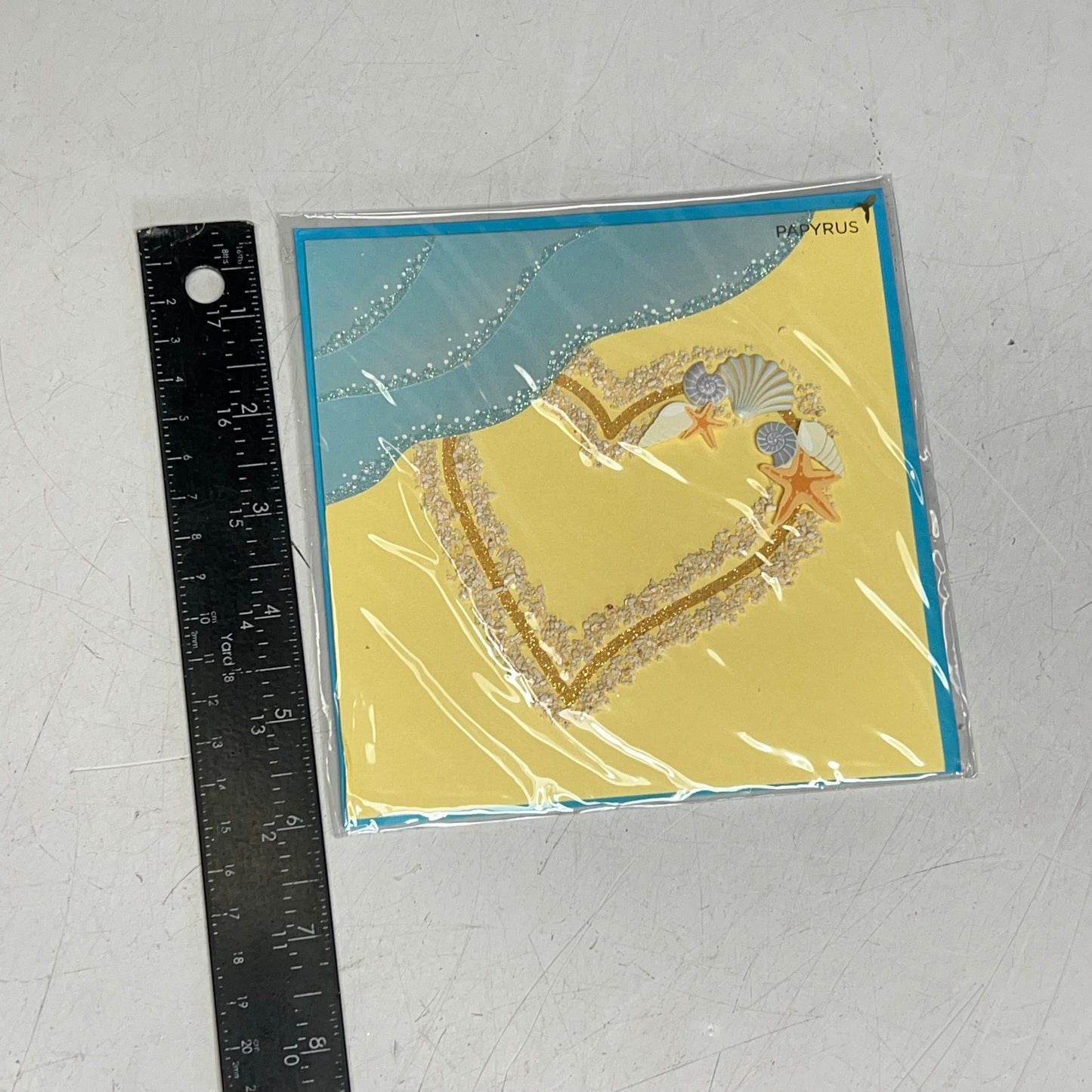 PAPYRUS (3 PACK) Heart Beach Blank Card 3D Made From Real Sand  6.5" 006532684