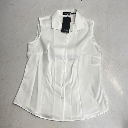 JONES New York Sleeveless Button Front Collared Blouse Women's Sz XS White 54050