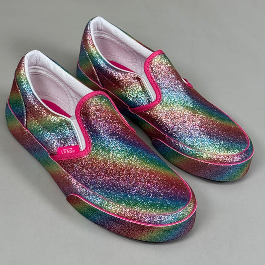 VANS Classic Slip-On Glitter Rainglow US Kids SZ 2.0 Multicolor New Without Box