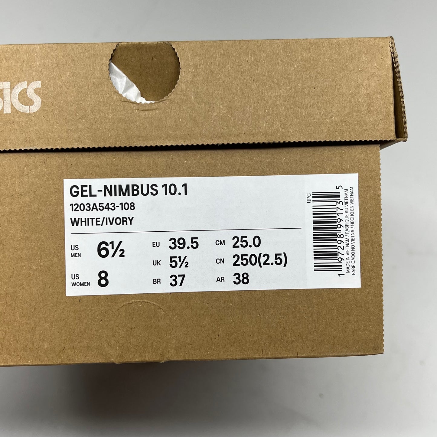 ASICS Gel Nimbus Eva Foam Sneaker M Sz 6.5 W Sz 8 White/Ivory 1203A543-108