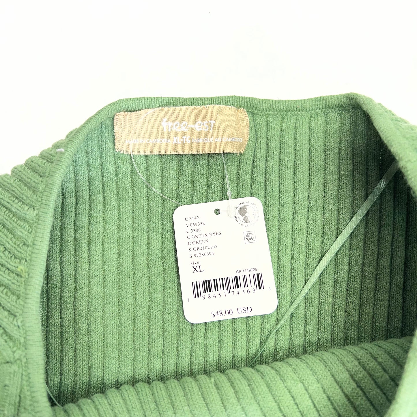 FREE PEOPLE Free Est Lizzie Sweater Top Scoop Neck Women's Sz XL Green OB2182105