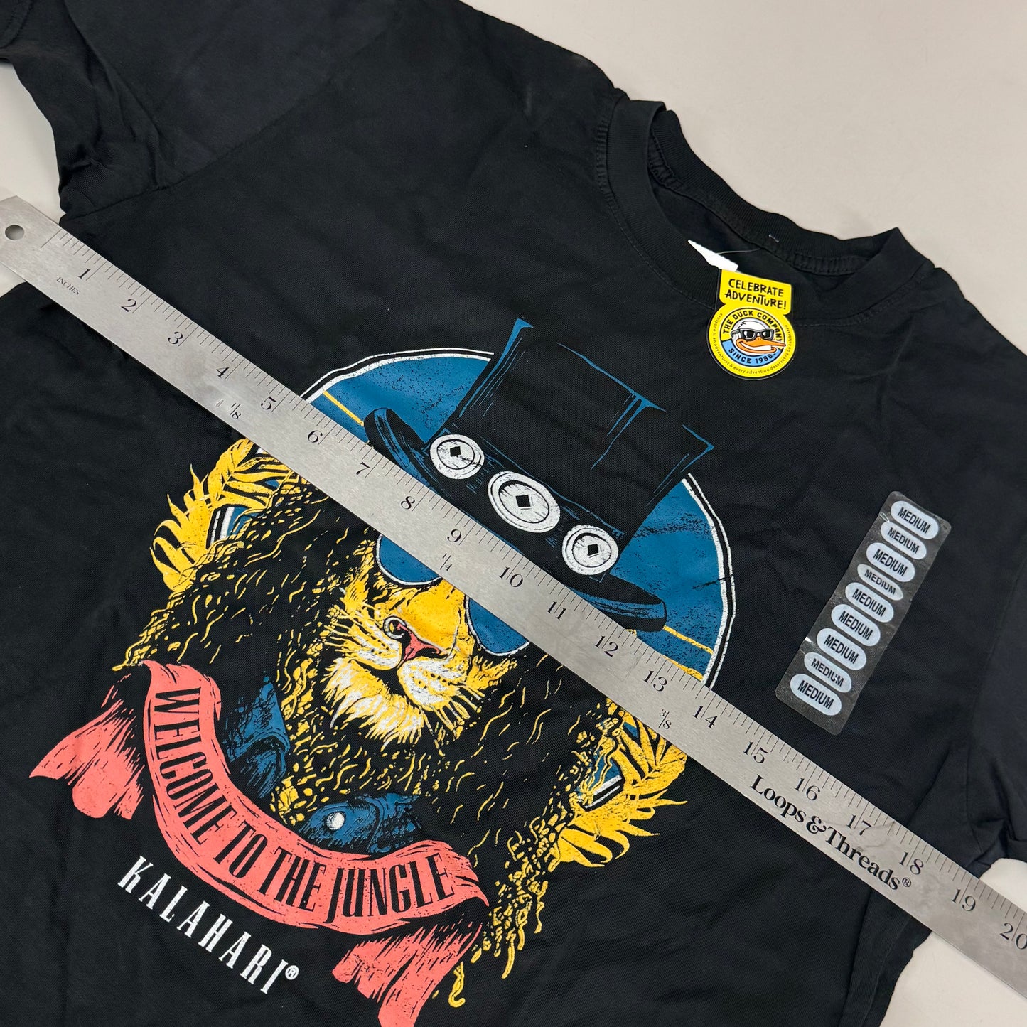 THE DUCK COMPANY Welcome To The Jungle Kalahari T-Shirt Adult Medium Black,Blue,Yellow