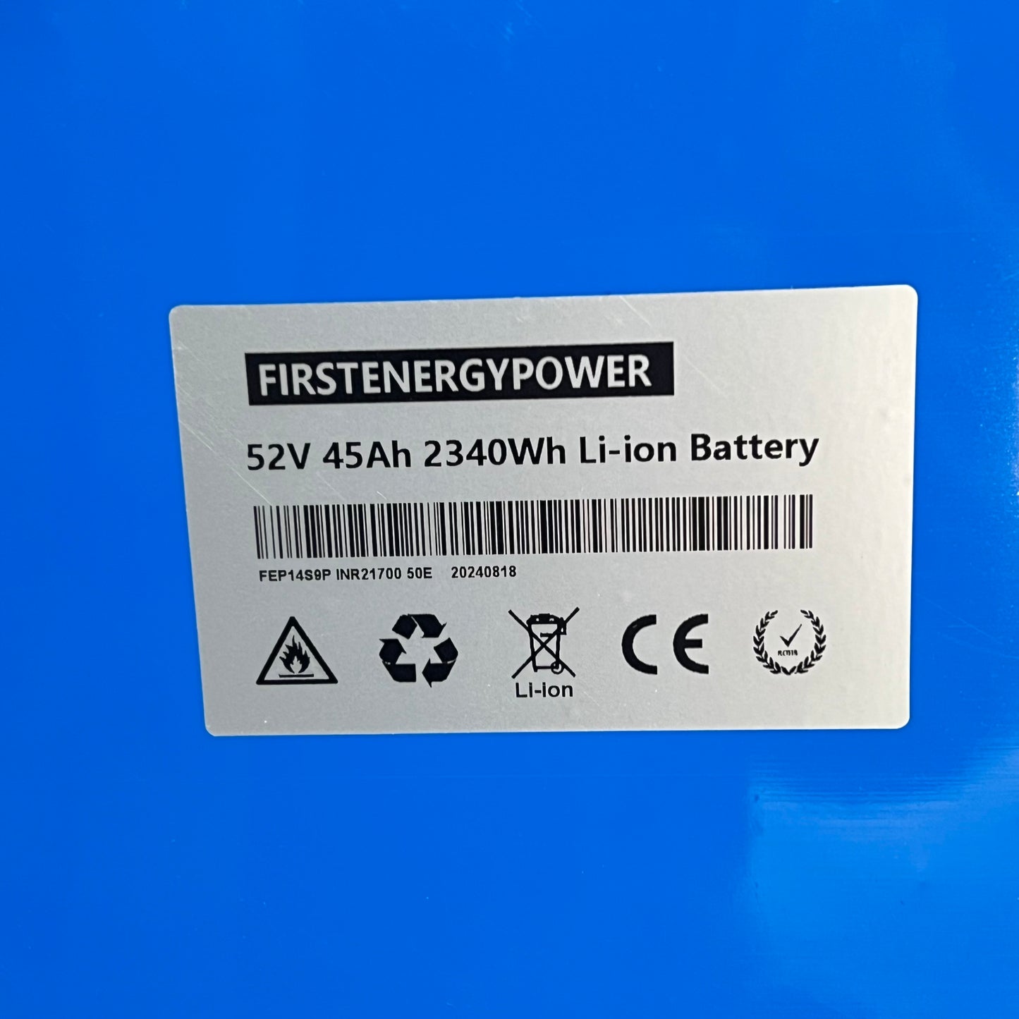 FIRST ENERGY POWER Li-ion Battery 52V 45Ah 2340Wh FEP14S9P INR21700 50E 20240818