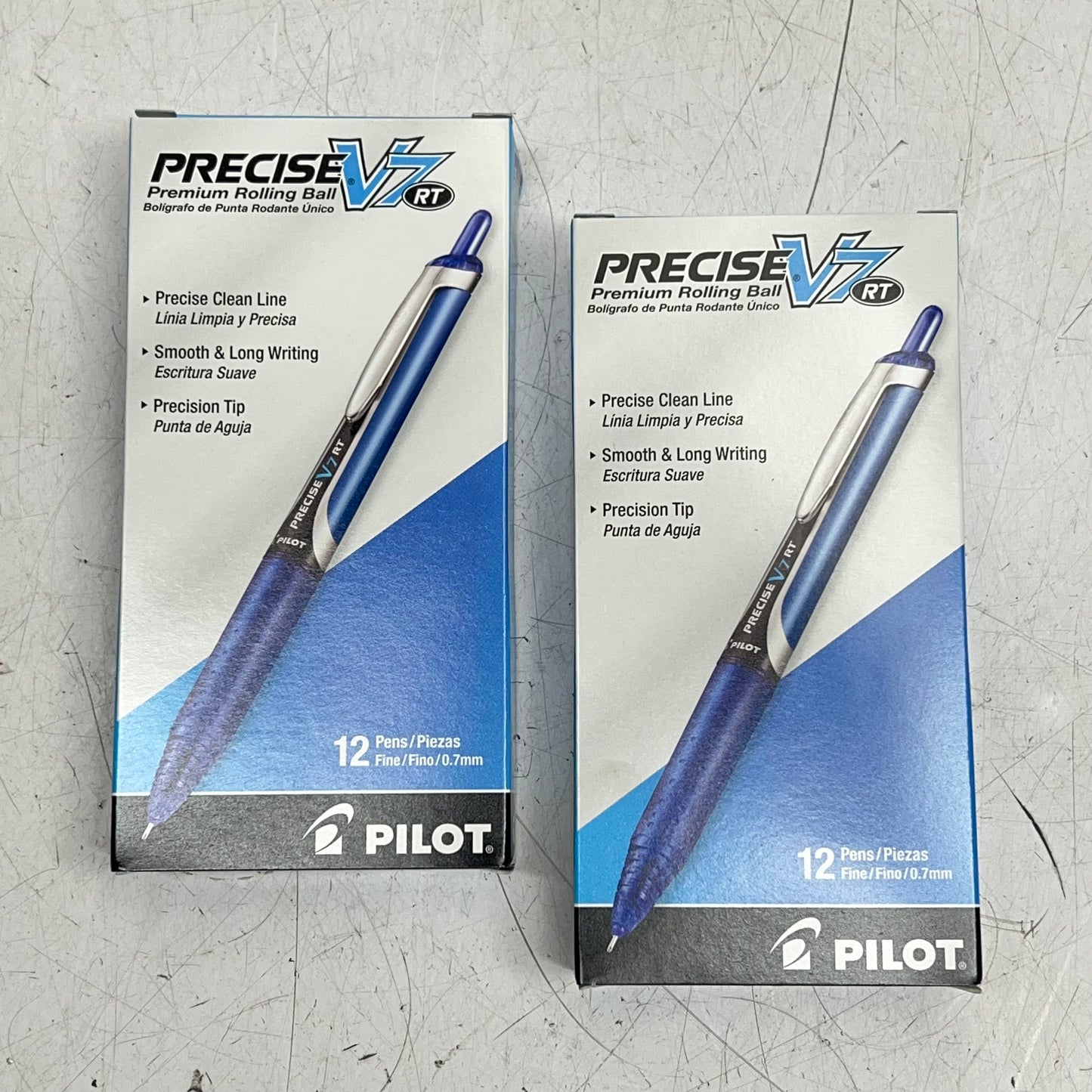 PILOT (2 PACK, 12 EACH) Precise V7 Retractable Rollerball Pens Fine 0.7 mm Blue