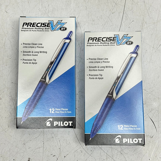 PILOT (2 PACK, 12 EACH) Precise V7 Retractable Rollerball Pens Fine 0.7 mm Blue
