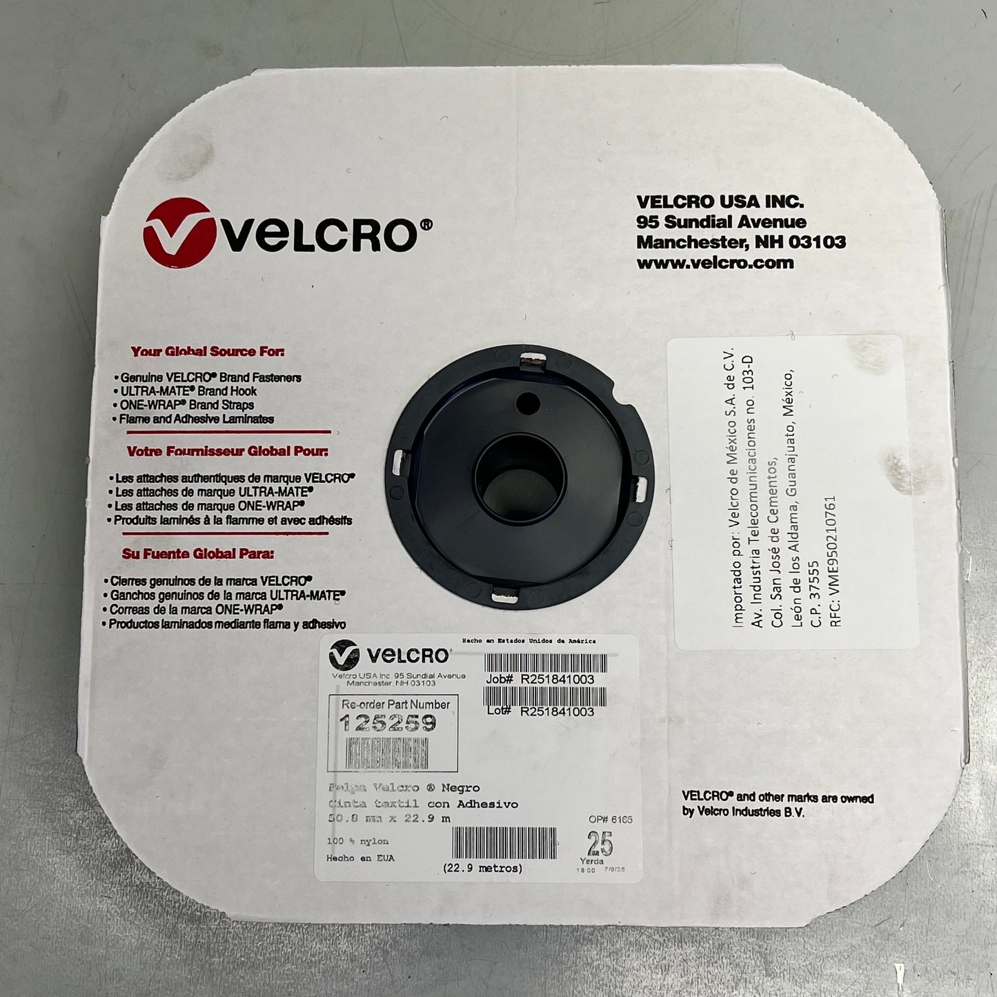 Hook & Closure Plush Textile Tape With Adhesive 100% Nylon 50.8mm x 22.9m Black 125259