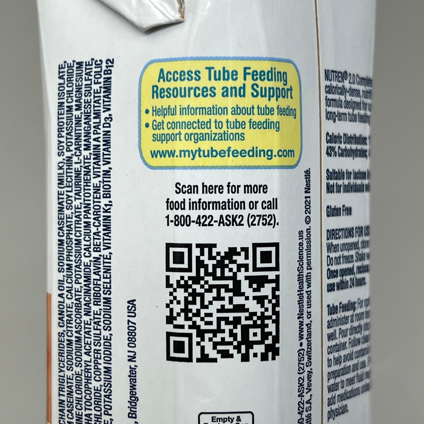 ZA@ NESTLE (24 PACK)Nutren 2.0 Calorie Dense Nutrition Unflavored BB 04/26 8.45fl oz A