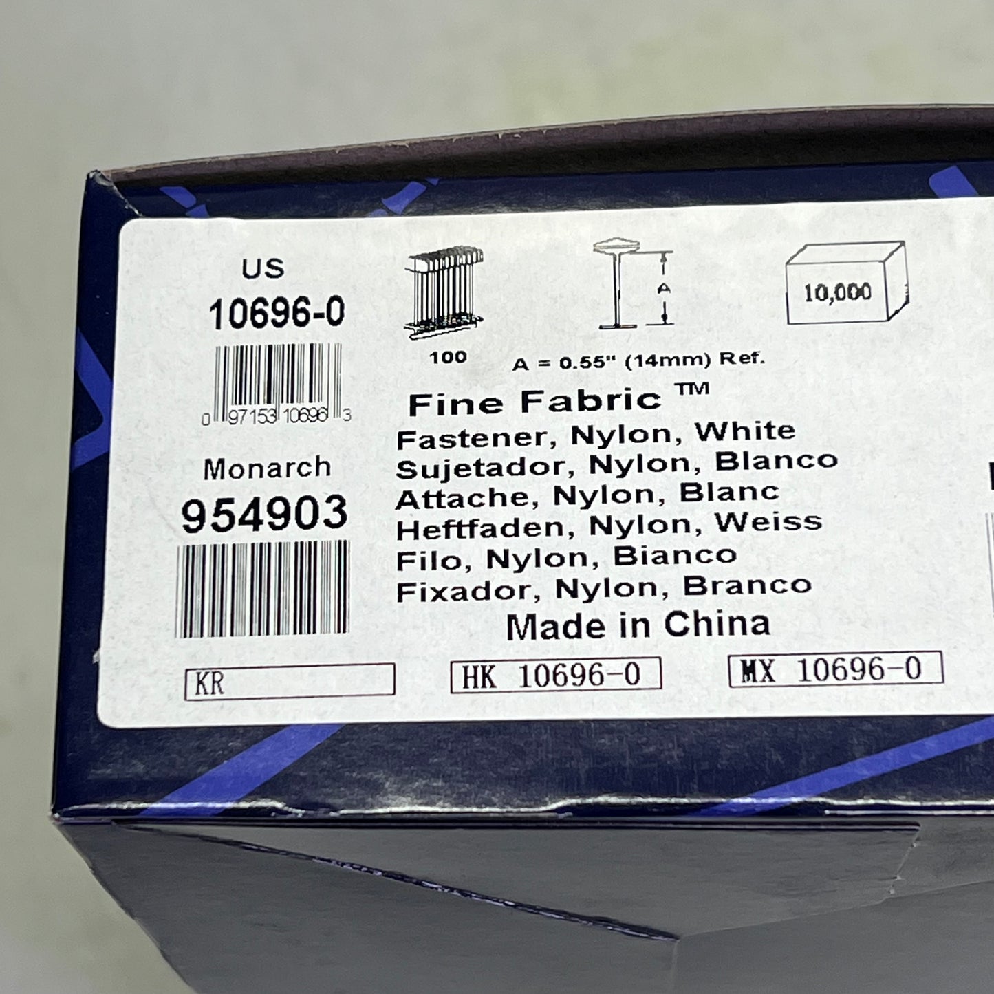 AVERY DENNISON (10,000 PACK) Fine Fabric Fasteners 0.55" White 10696-0