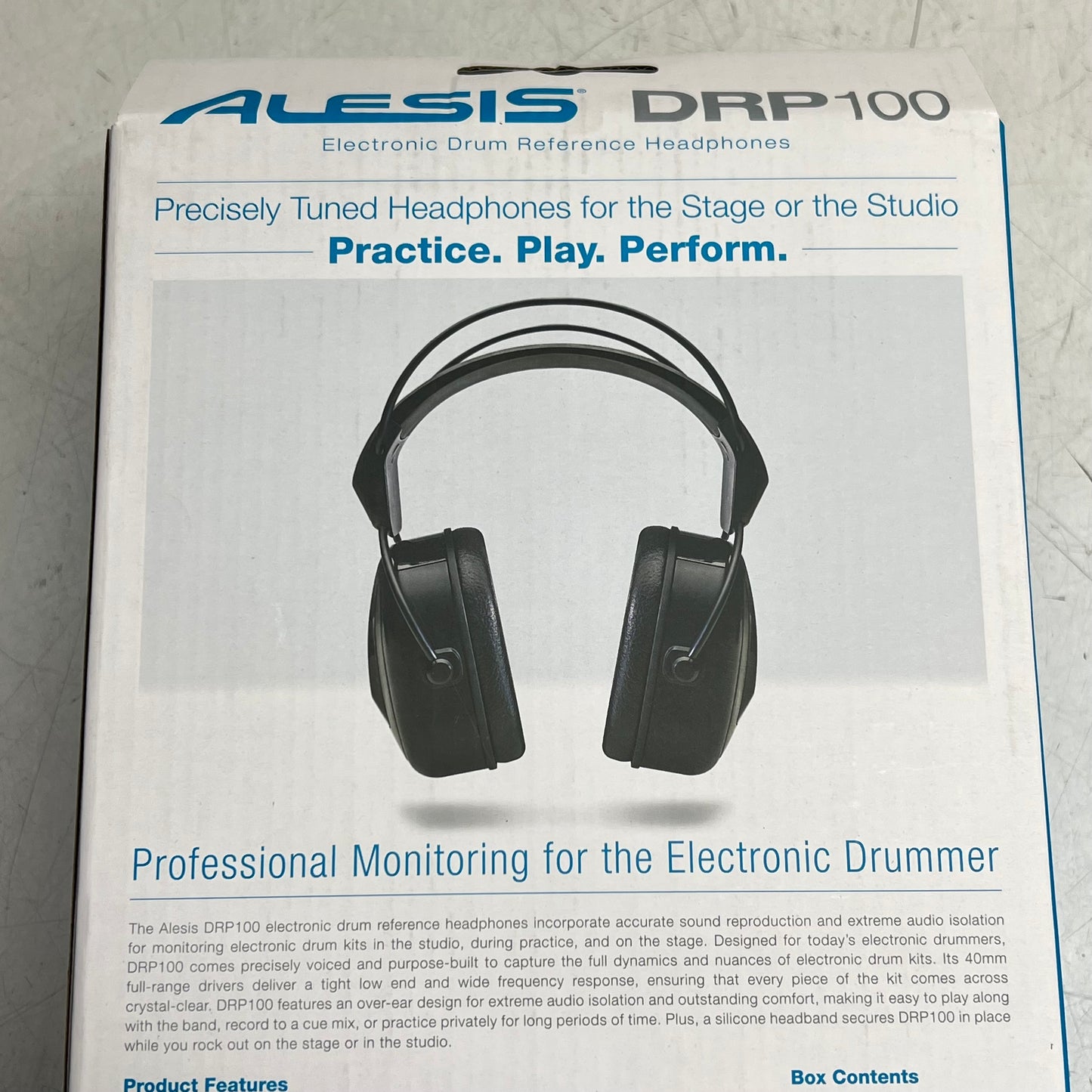 ALESIS Professional Drum Monitoring Headphones 40mm Full Range Black DRP100