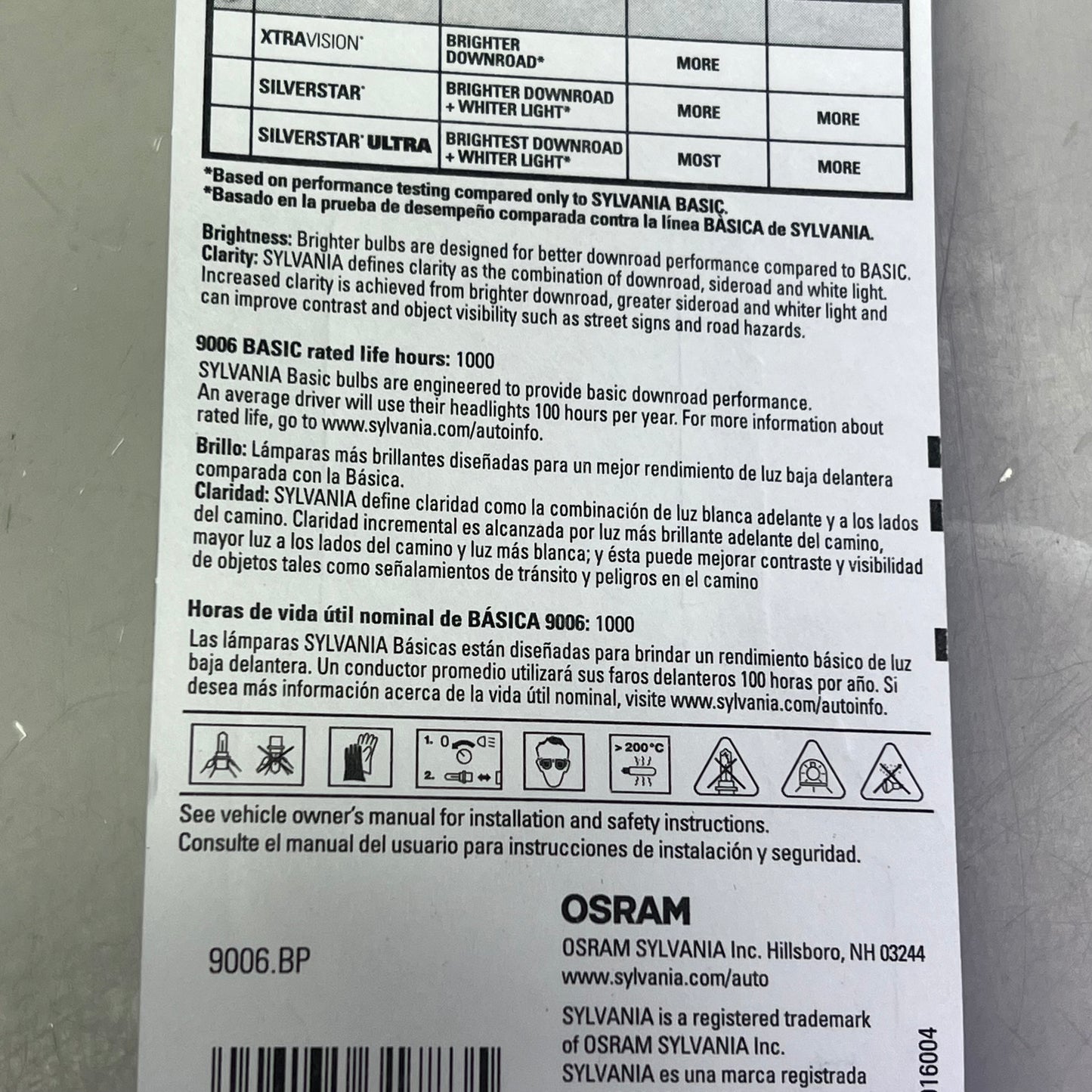 SYLVANIA (2 PACK) Basic Halogen Headlight Bulb OE Quality 12.8V 9006.BP