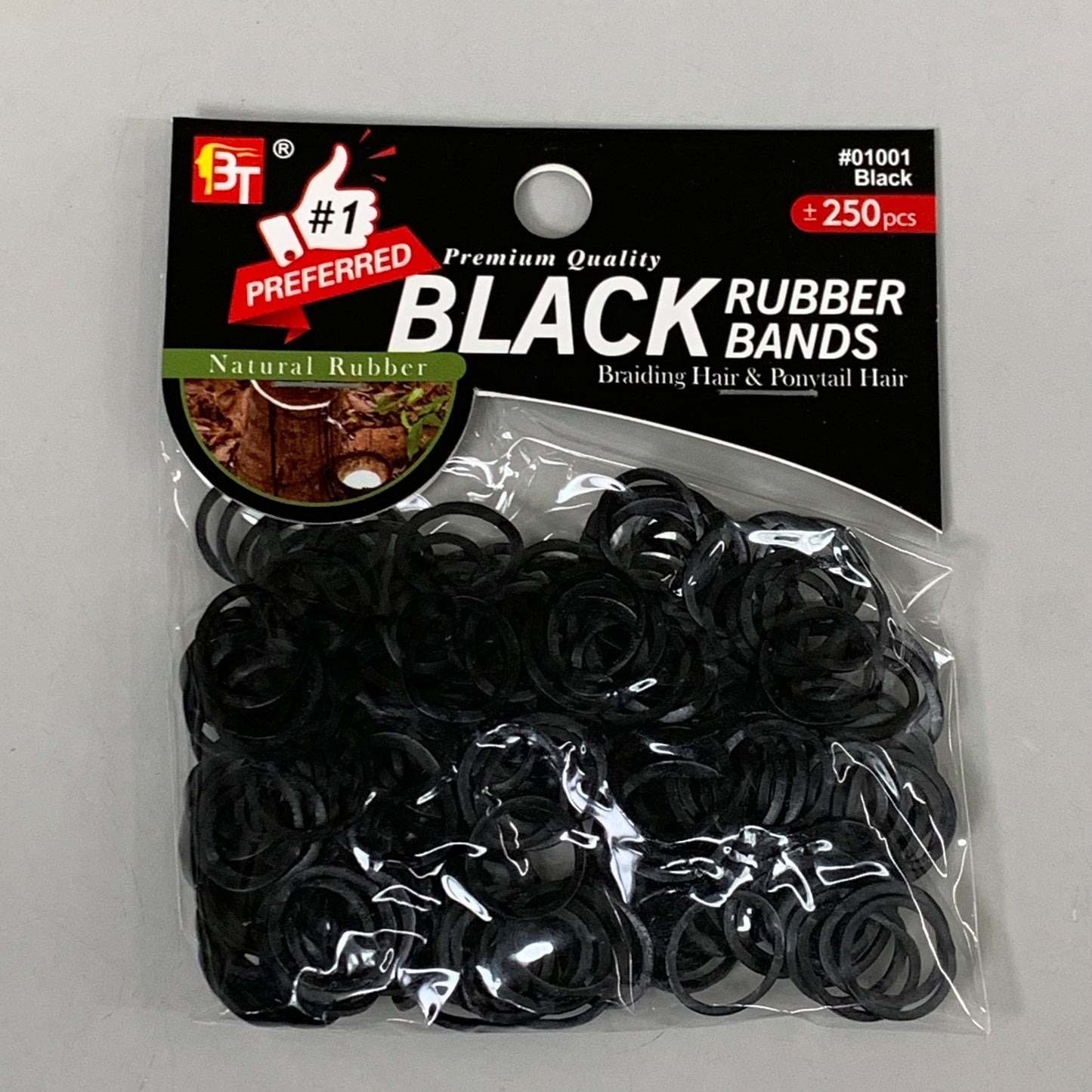 BT (48 PACK, 12,000 TOTAL BANDS) Hair Rubber Bands Effortless Hairstyling Black