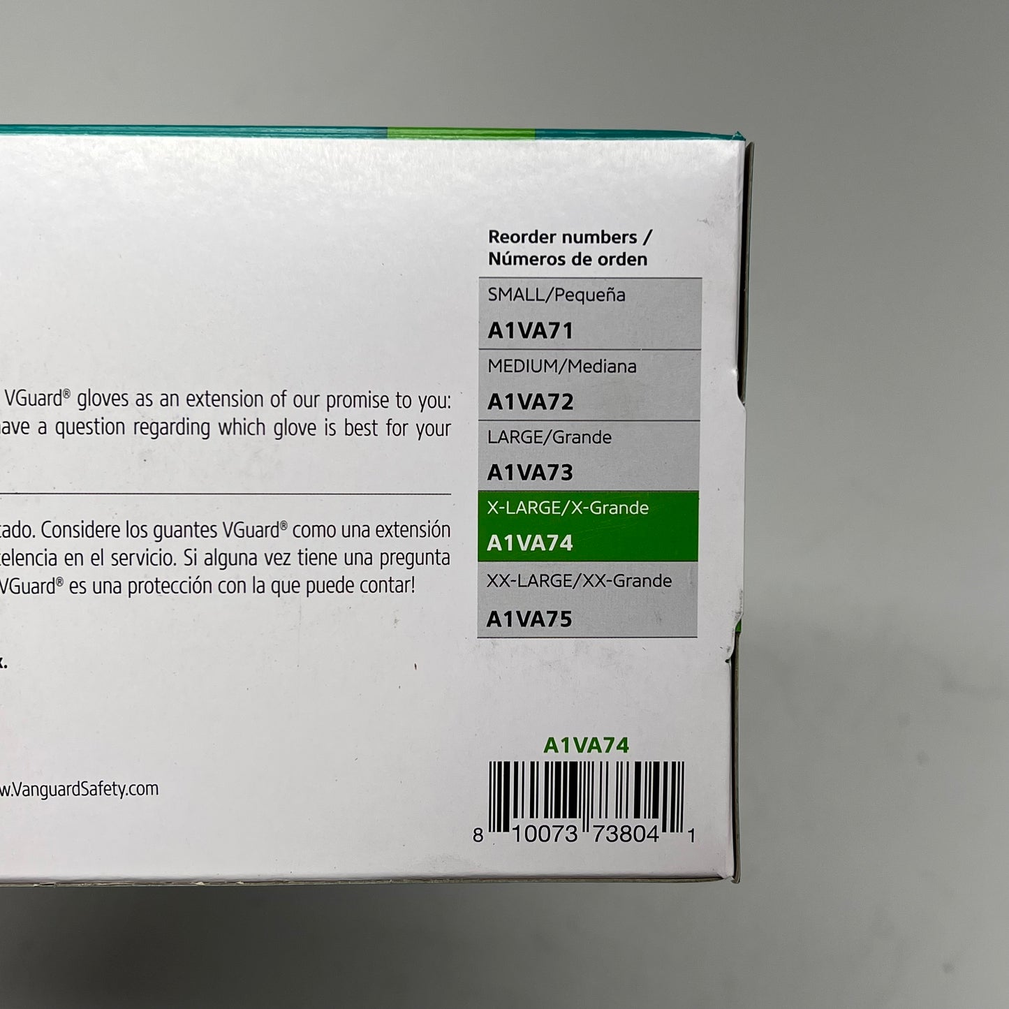 VANGUARD (10 PACK, 100 EACH) Nitrile Disposable Gloves Unisex Sz XL Green A1VA|74