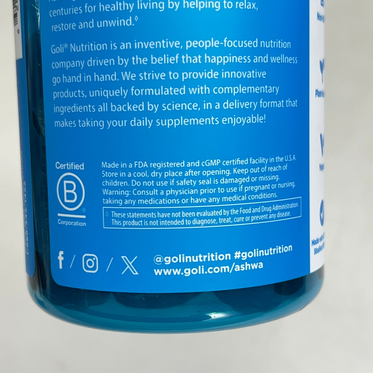 GOLI NUTRITION (2 PACK, 60 EACH) Ashwaganda Gummies Vitamins 30 Serving BB 10/27