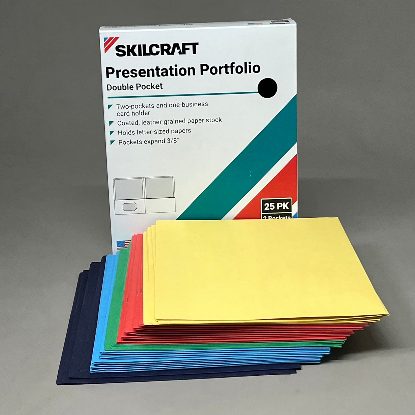 SKILCRAFT (2 PACK, 50 TOTAL) Double Pocket Presentation Portfolio Multicolor