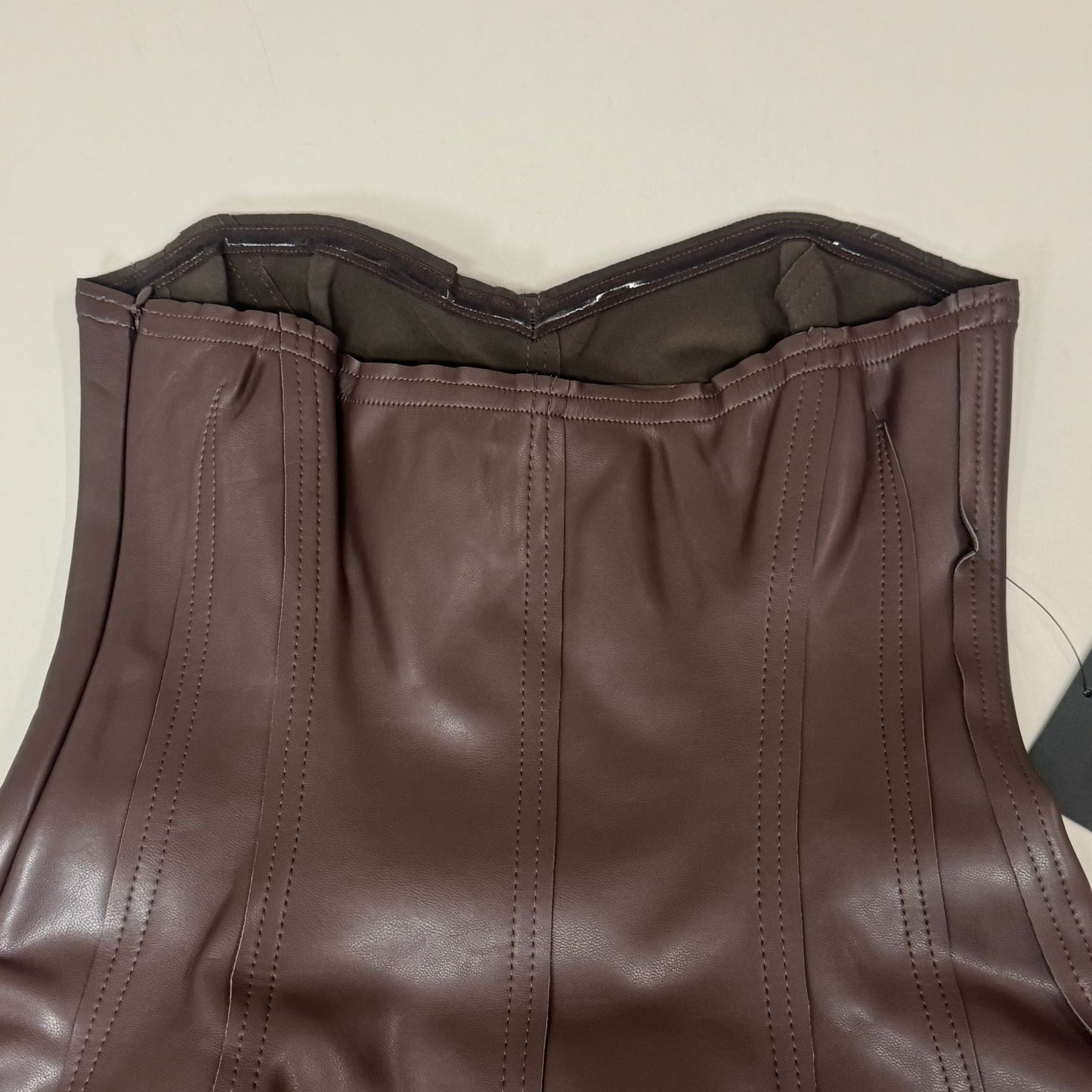 NORMA KAMALI Strapless Grace Mini Dress Unlined Women's Sz S/36 Chocolate