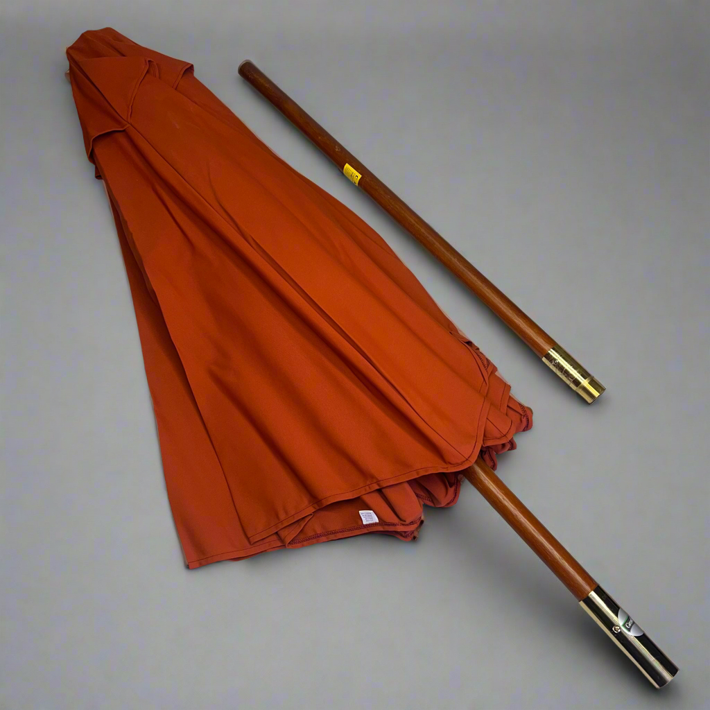 GROSFILLEX Wooden Market Outdoor Umbrella 7' Fits 1-1/2" Holes Terra Cotta